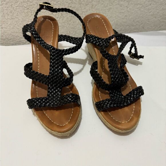 Kate Spade Espadrille woven black Wedge Heel Sandals Size 7 M - Picture 1 of 10